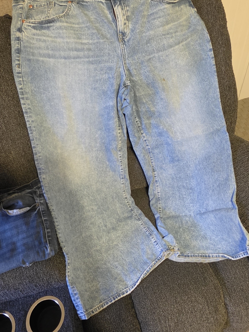 Women's Light Blue Flare Jeans - Wide Leg Denim